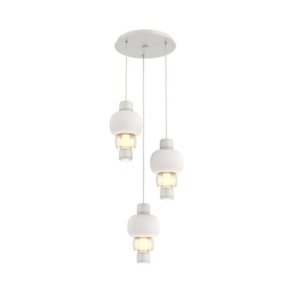 Torno Mandrel 3-Light LED Pendant Light in Salt White/Chalk/Amber.