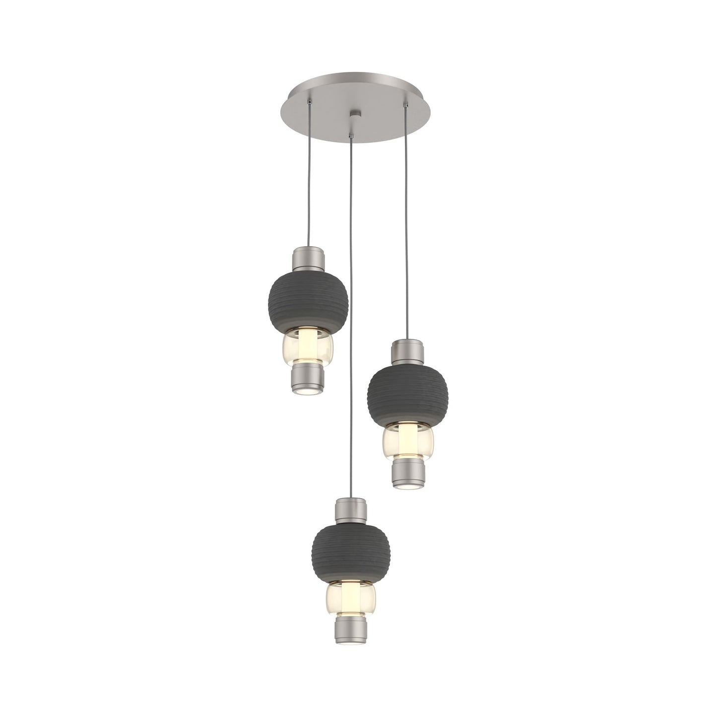 Torno Mandrel 3-Light LED Pendant Light in Beige Silver/Charcoal/Amber.