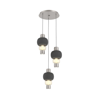 Torno Mandrel 3-Light LED Pendant Light in Beige Silver/Charcoal/Amber.