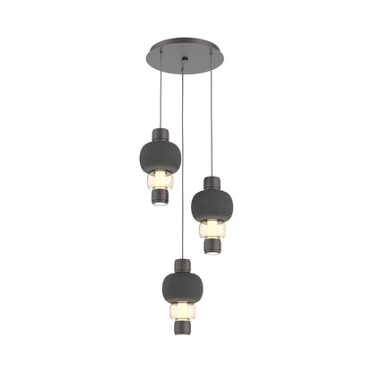Torno Mandrel 3-Light LED Pendant Light in Graphite/Charcoal/Amber.
