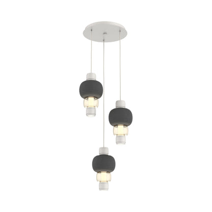 Torno Mandrel 3-Light LED Pendant Light in Salt White/Charcoal/Amber.