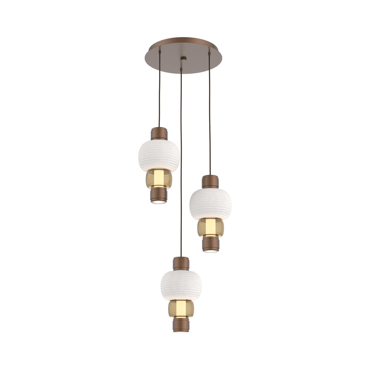 Torno Mandrel 3-Light LED Pendant Light in Burnished Bronze/Chalk/Bronze.