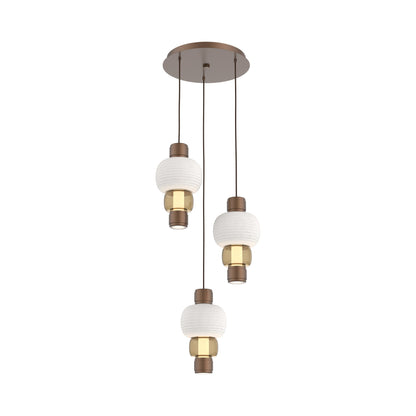 Torno Mandrel 3-Light LED Pendant Light in Burnished Bronze/Chalk/Bronze.