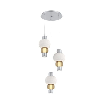 Torno Mandrel 3-Light LED Pendant Light in Classic Silver/Chalk/Bronze.