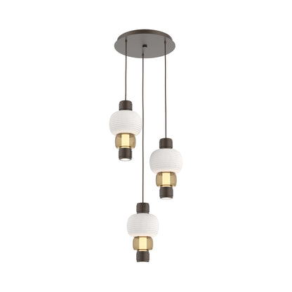 Torno Mandrel 3-Light LED Pendant Light in Flat Bronze/Chalk/Bronze.