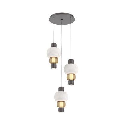 Torno Mandrel 3-Light LED Pendant Light in Graphite/Chalk/Bronze.