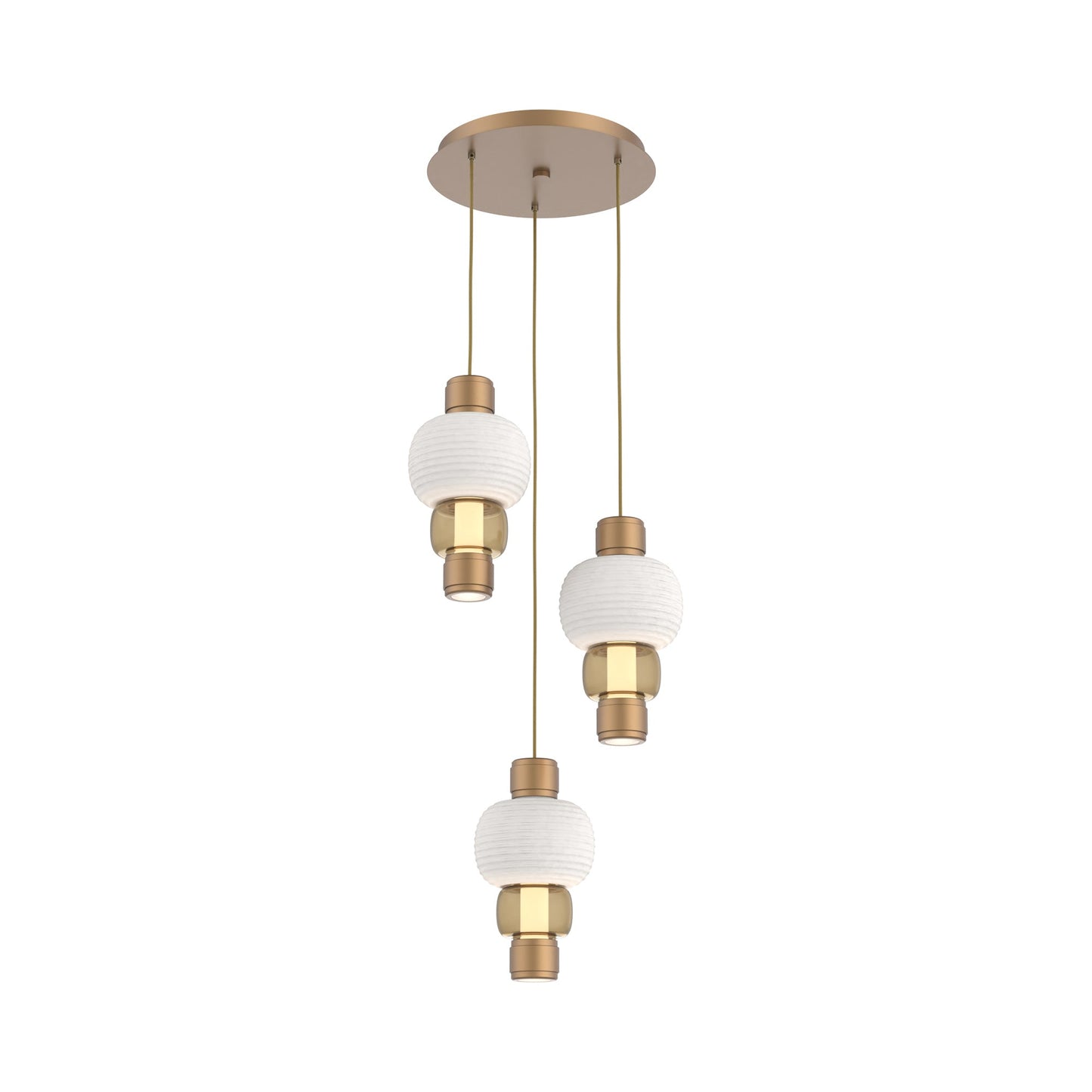 Torno Mandrel 3-Light LED Pendant Light in Novel Brass/Chalk/Bronze.