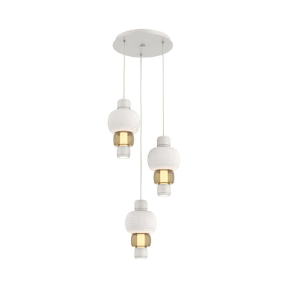 Torno Mandrel 3-Light LED Pendant Light in Salt White/Chalk/Bronze.