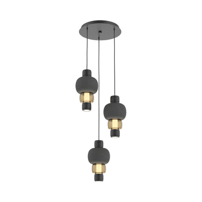 Torno Mandrel 3-Light LED Pendant Light in Matte Black/Charcoal/Bronze.