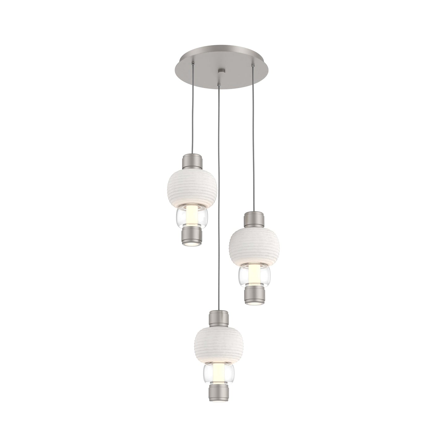 Torno Mandrel 3-Light LED Pendant Light in Beige Silver/Chalk/Clear.