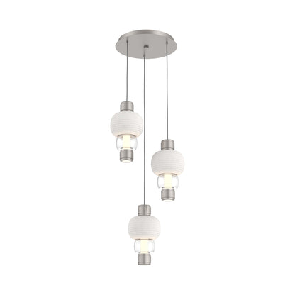 Torno Mandrel 3-Light LED Pendant Light in Beige Silver/Chalk/Clear.
