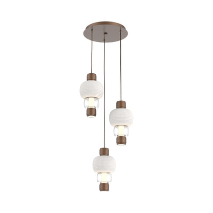 Torno Mandrel 3-Light LED Pendant Light in Burnished Bronze/Chalk/Clear.