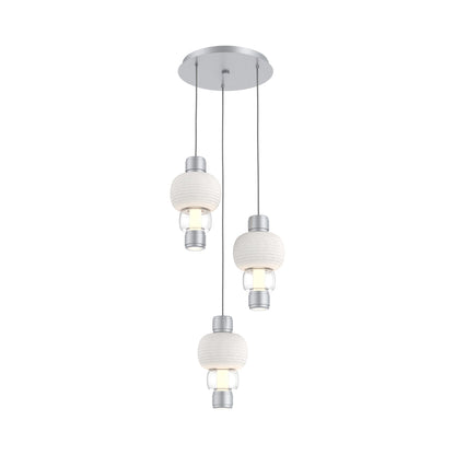 Torno Mandrel 3-Light LED Pendant Light in Classic Silver/Chalk/Clear.