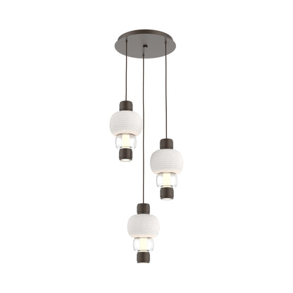 Torno Mandrel 3-Light LED Pendant Light in Flat Bronze/Chalk/Clear.