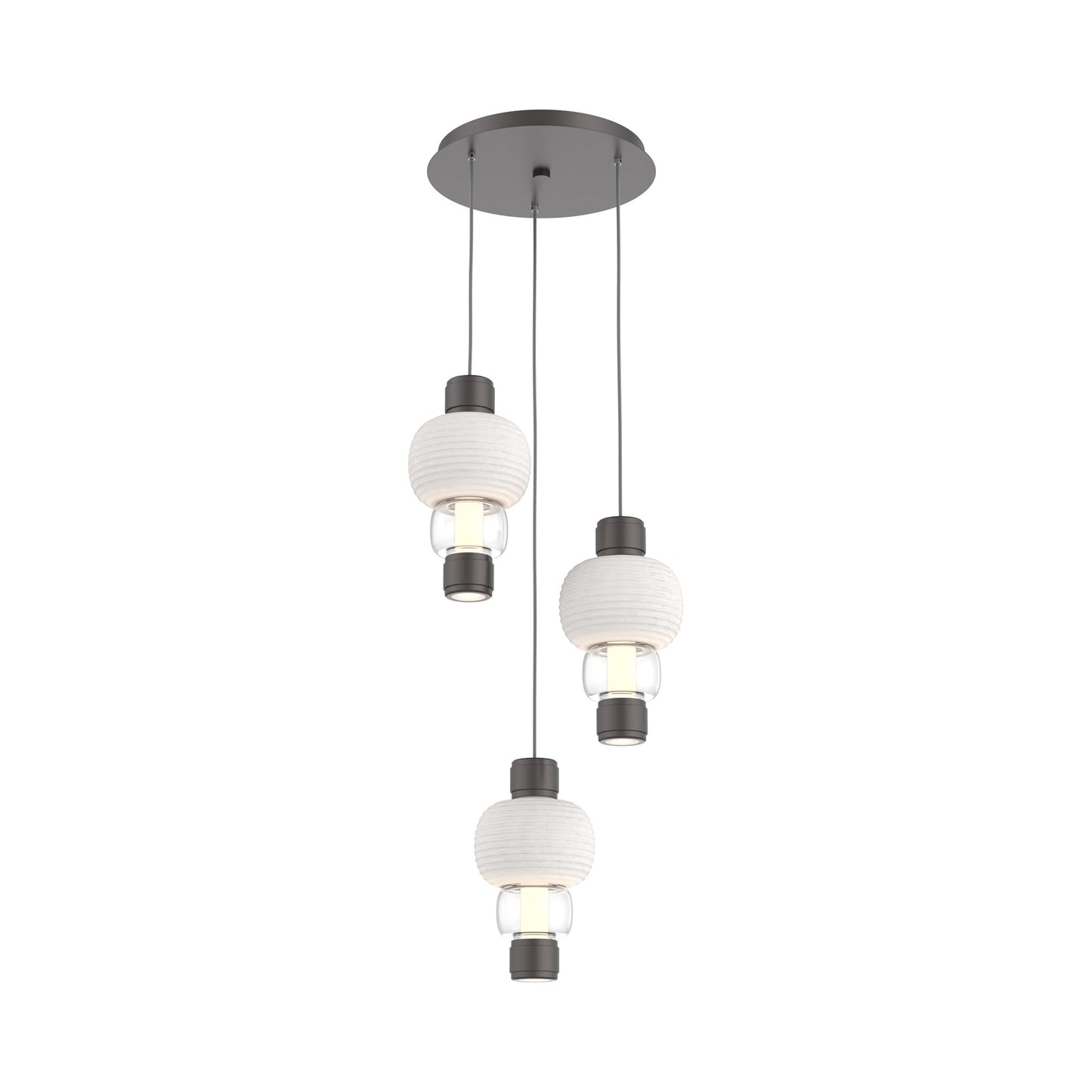 Torno Mandrel 3-Light LED Pendant Light in Graphite/Chalk/Clear.