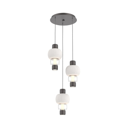 Torno Mandrel 3-Light LED Pendant Light in Graphite/Chalk/Clear.