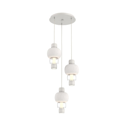 Torno Mandrel 3-Light LED Pendant Light in Salt White/Chalk/Clear.