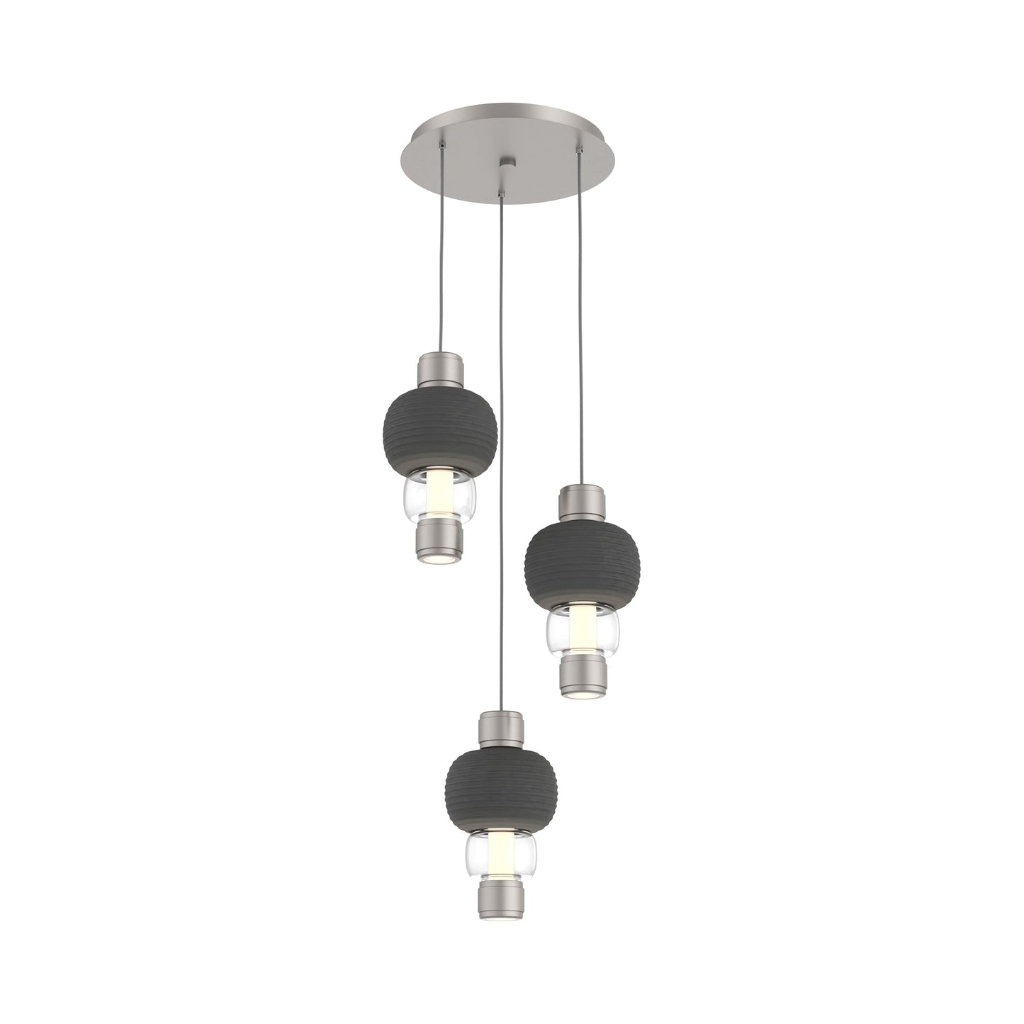 Torno Mandrel 3-Light LED Pendant Light in Beige Silver/Charcoal/Clear.