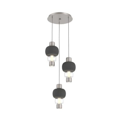 Torno Mandrel 3-Light LED Pendant Light in Beige Silver/Charcoal/Clear.