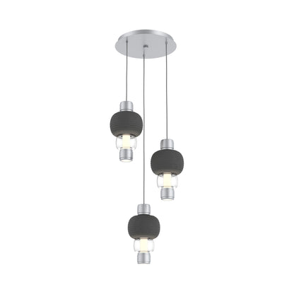 Torno Mandrel 3-Light LED Pendant Light in Classic Silver/Charcoal/Clear.