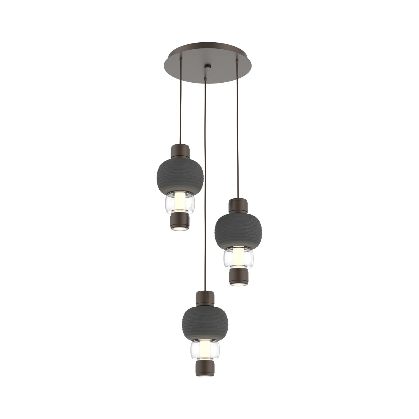Torno Mandrel 3-Light LED Pendant Light in Flat Bronze/Charcoal/Clear.