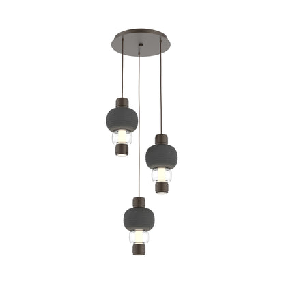 Torno Mandrel 3-Light LED Pendant Light in Flat Bronze/Charcoal/Clear.