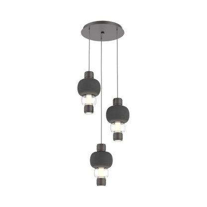 Torno Mandrel 3-Light LED Pendant Light in Graphite/Charcoal/Clear.