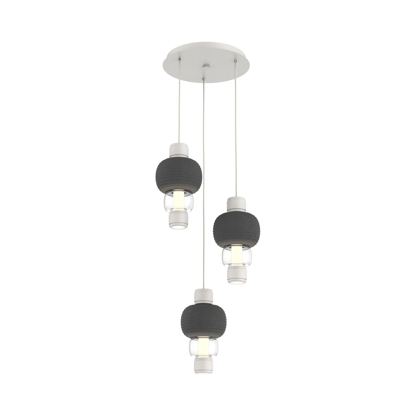 Torno Mandrel 3-Light LED Pendant Light in Salt White/Charcoal/Clear.