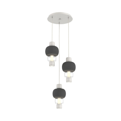 Torno Mandrel 3-Light LED Pendant Light in Salt White/Charcoal/Clear.