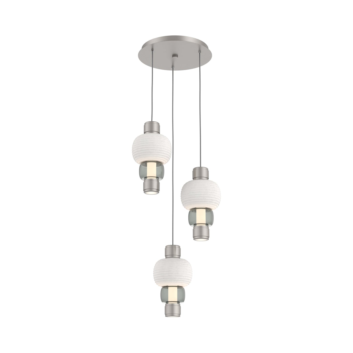 Torno Mandrel 3-Light LED Pendant Light in Beige Silver/Chalk/Smoke.