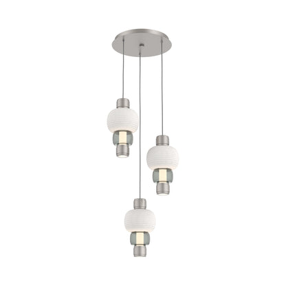 Torno Mandrel 3-Light LED Pendant Light in Beige Silver/Chalk/Smoke.