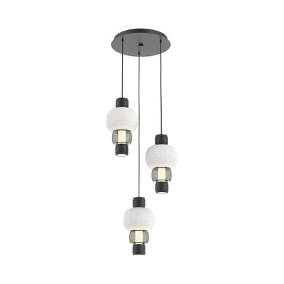 Torno Mandrel 3-Light LED Pendant Light in Matte Black/Chalk/Smoke.