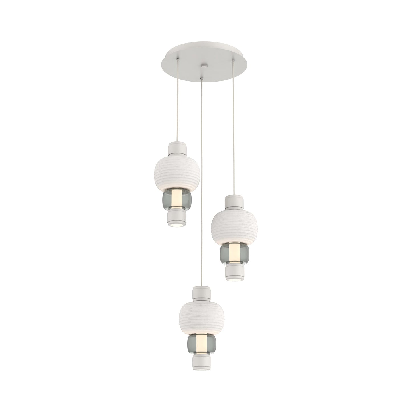 Torno Mandrel 3-Light LED Pendant Light in Salt White/Chalk/Smoke.