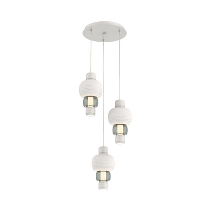 Torno Mandrel 3-Light LED Pendant Light in Salt White/Chalk/Smoke.