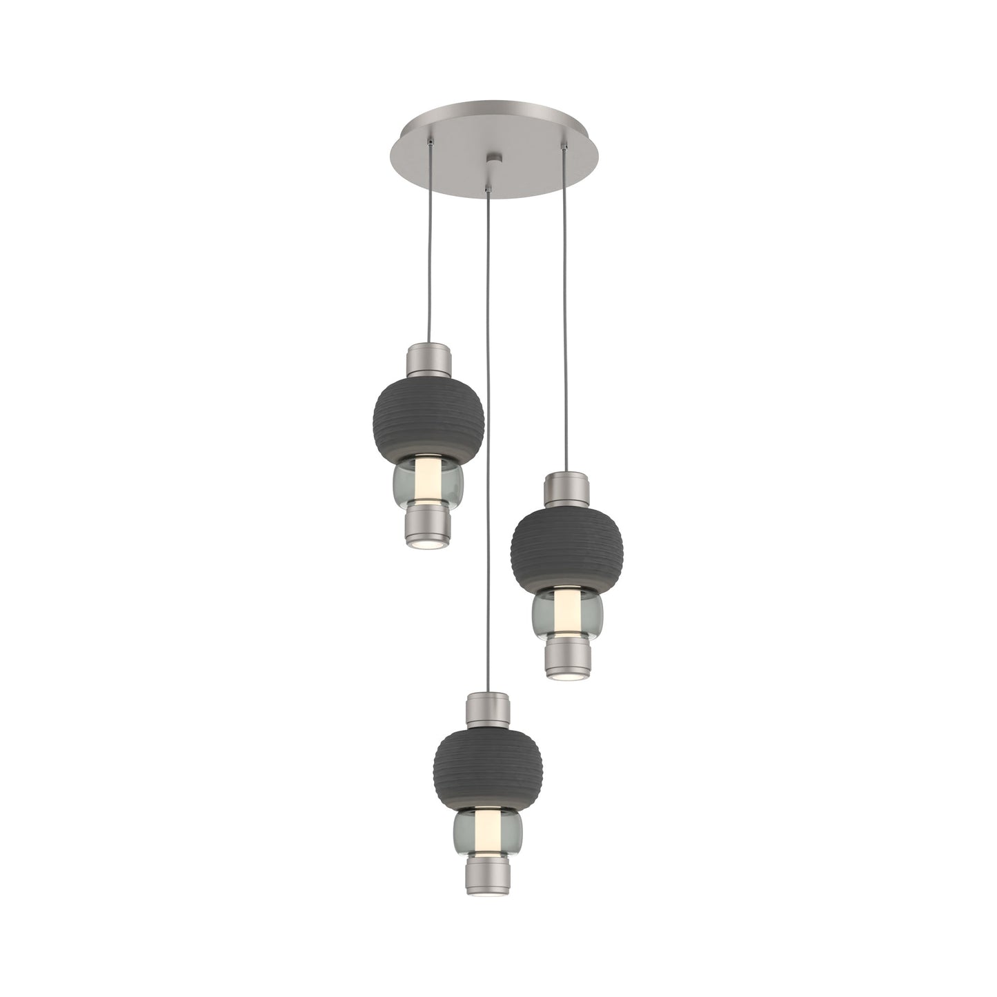 Torno Mandrel 3-Light LED Pendant Light in Beige Silver/Charcoal/Smoke.