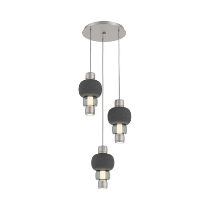 Torno Mandrel 3-Light LED Pendant Light in Beige Silver/Charcoal/Smoke.