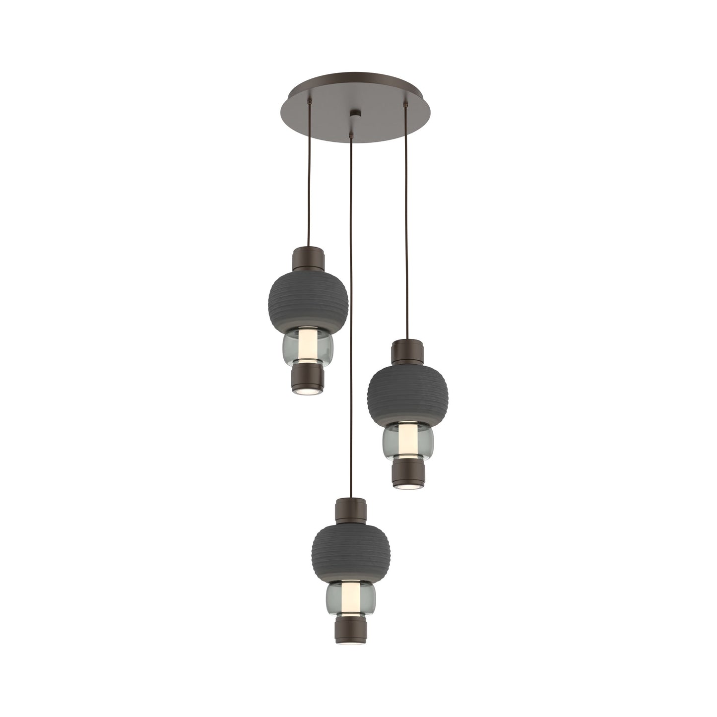 Torno Mandrel 3-Light LED Pendant Light in Flat Bronze/Charcoal/Smoke.