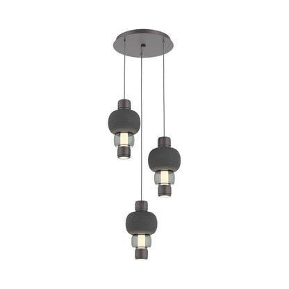 Torno Mandrel 3-Light LED Pendant Light in Graphite/Charcoal/Smoke.