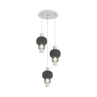 Torno Mandrel 3-Light LED Pendant Light in Salt White/Charcoal/Smoke.