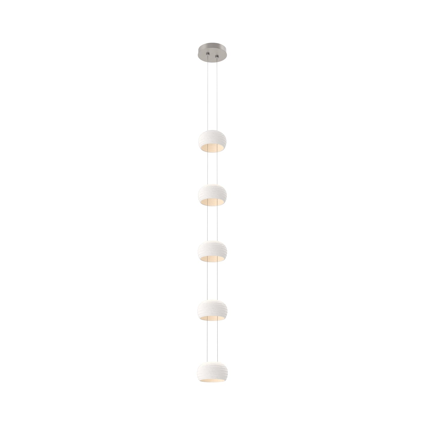 Torno Single Stairwell LED Pendant Light in Beige Silver/Chalk.