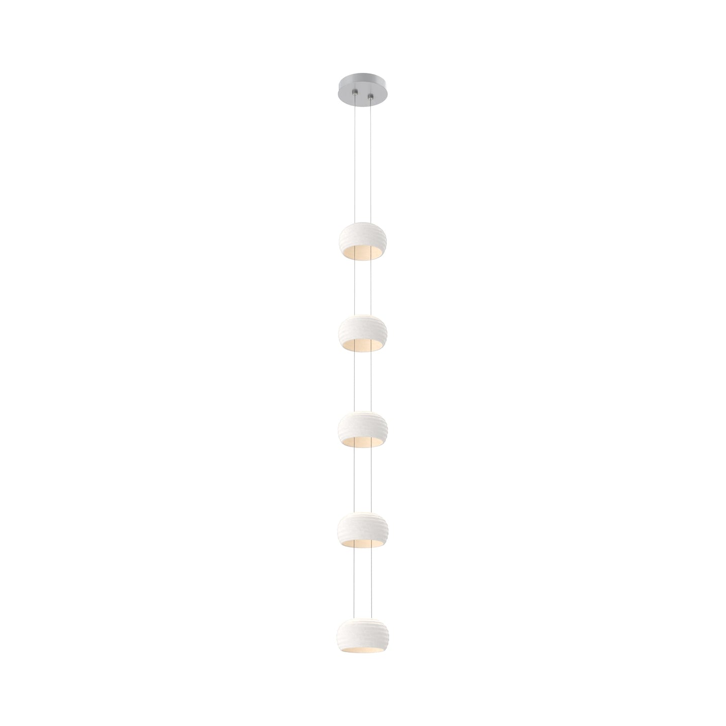 Torno Single Stairwell LED Pendant Light in Classic Silver/Chalk.