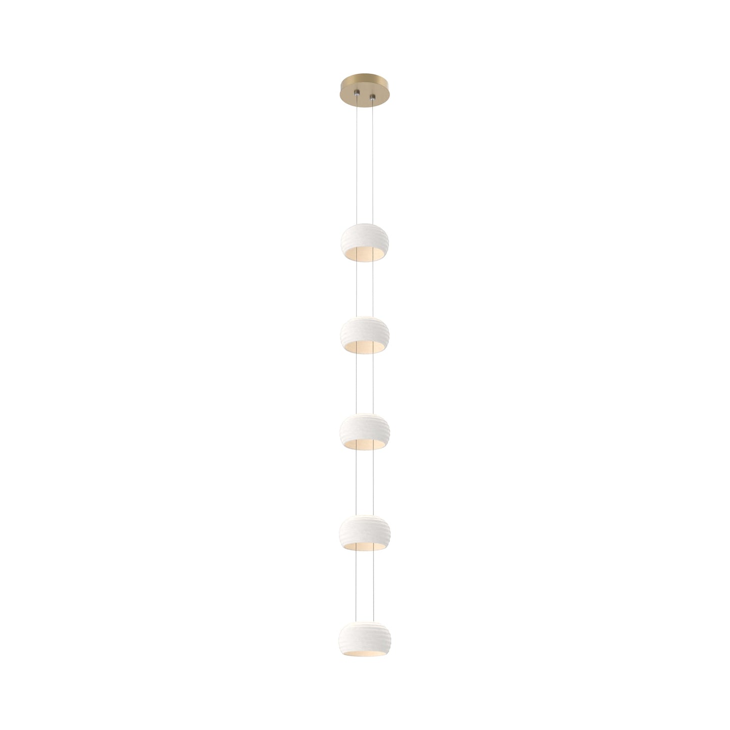 Torno Single Stairwell LED Pendant Light in Gilded Brass/Chalk.