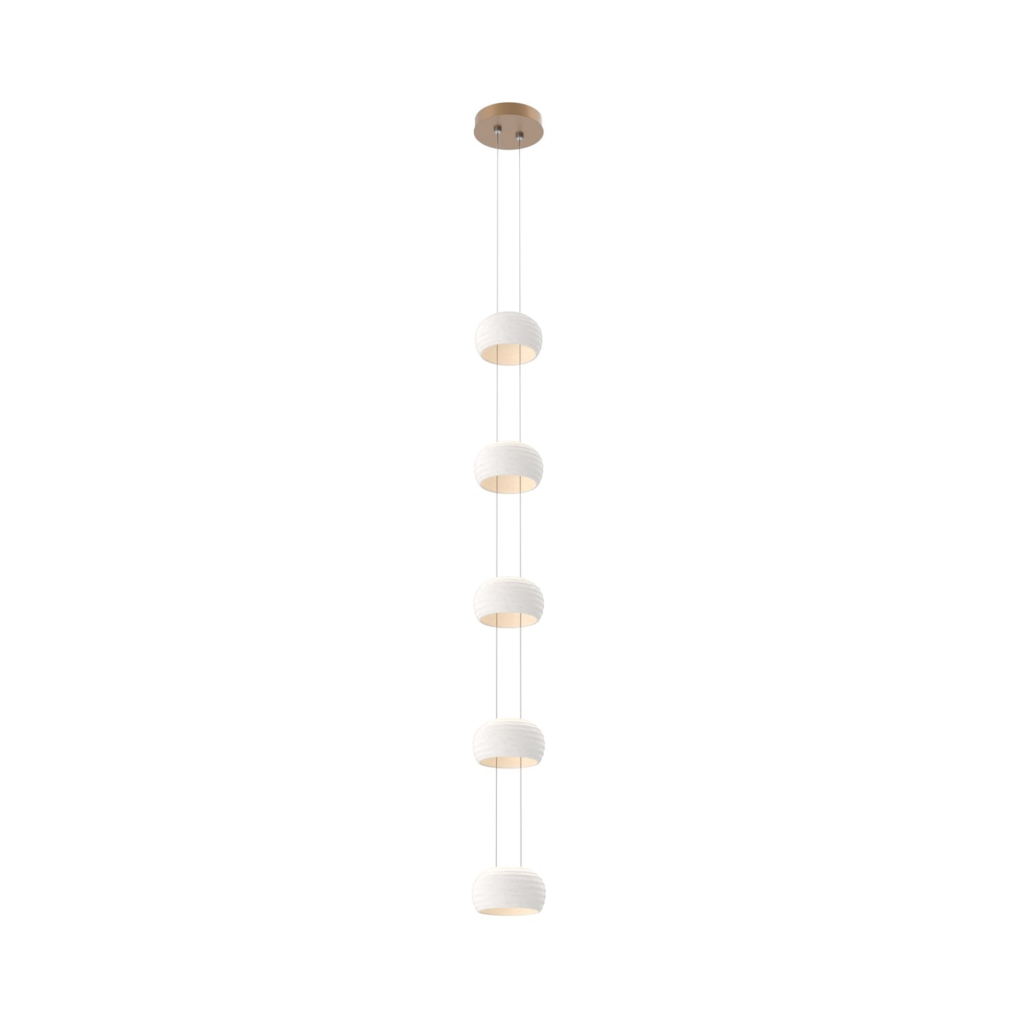 Torno Single Stairwell LED Pendant Light in Novel Brass/Chalk.