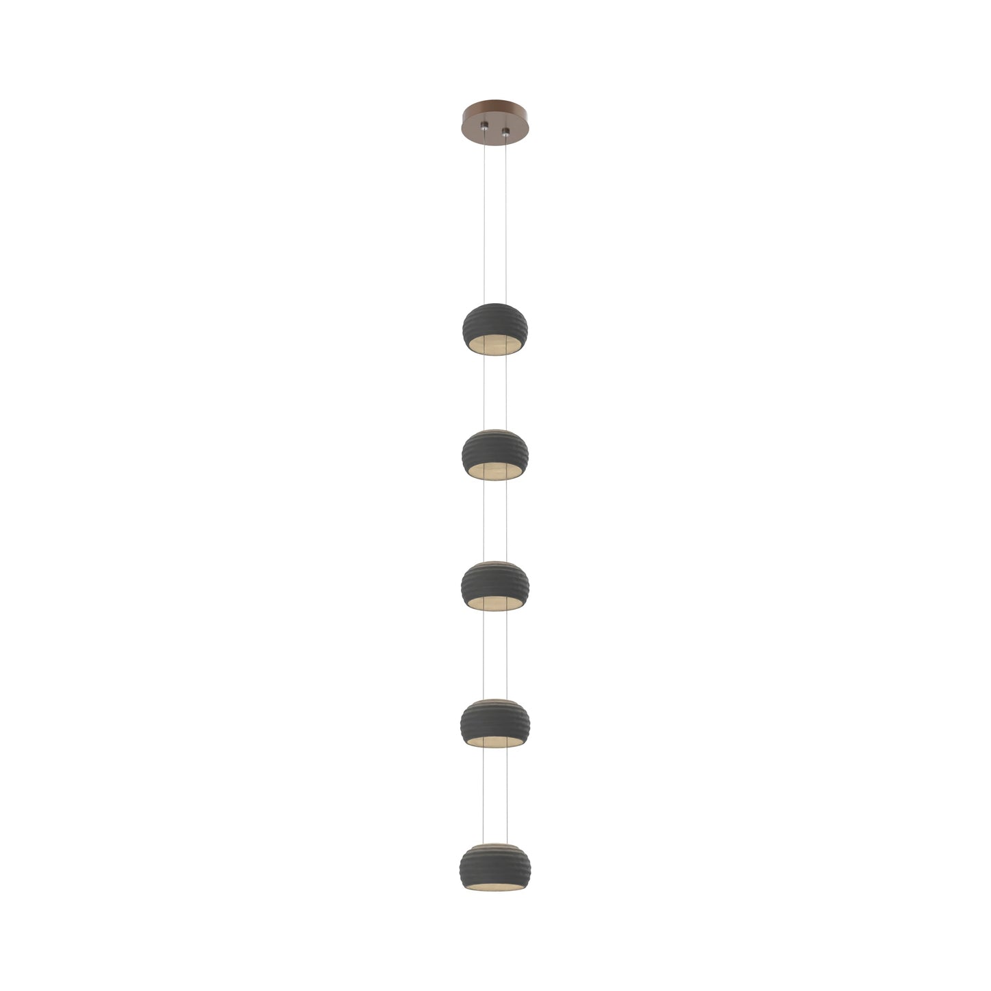 Torno Single Stairwell LED Pendant Light in Burnished Bronze/Charcoal.