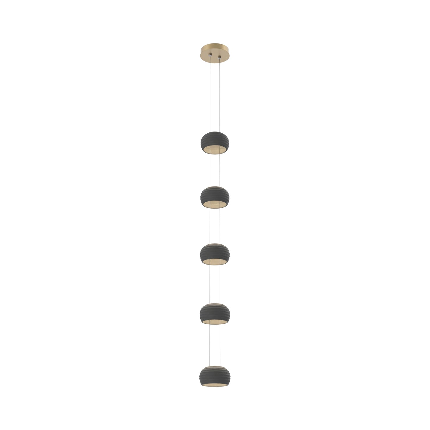 Torno Single Stairwell LED Pendant Light in Gilded Brass/Charcoal.