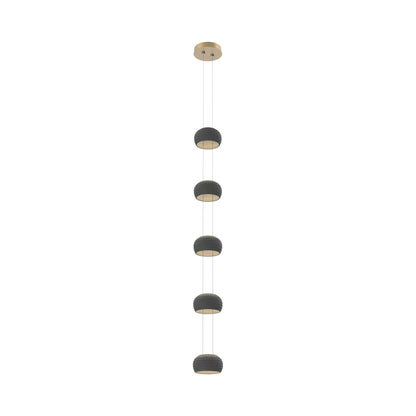 Torno Single Stairwell LED Pendant Light in Gilded Brass/Charcoal.