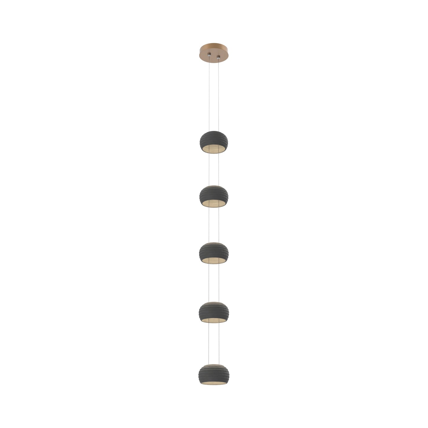 Torno Single Stairwell LED Pendant Light in Novel Brass/Charcoal.