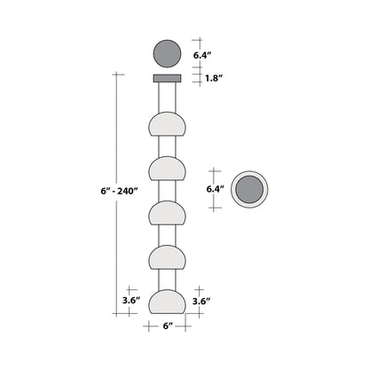 Torno Single Stairwell LED Pendant Light - line drawing.
