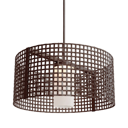 Tweed Drum LED Chandelier in Flat Bronze (24.5-Inch).