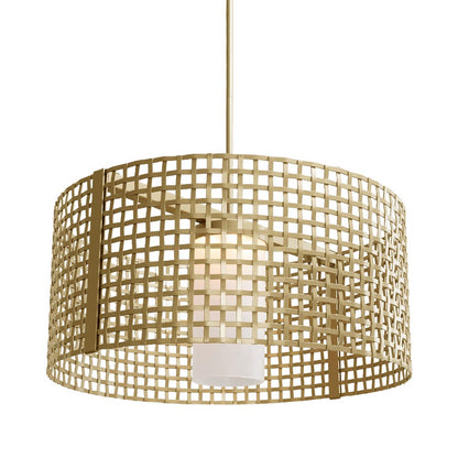 Tweed Drum LED Chandelier in Gilded Brass (24.5-Inch).